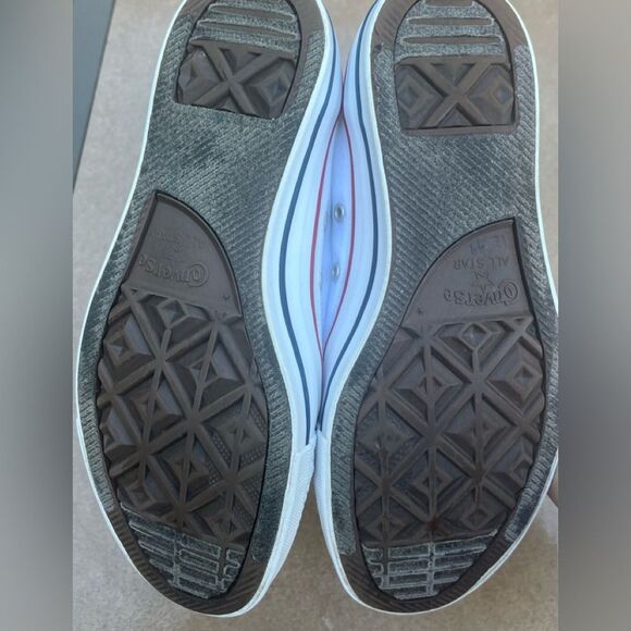 Converse All Star white laced canvas shoes, red/blue trim, ortholite cushion,7.5 - Picture 5 of 6